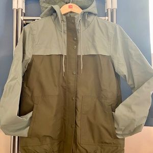 Light Green and Olive Two-Tone Hooded Jacket